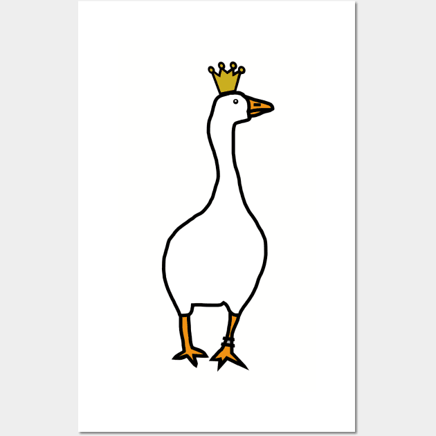 White Goose Wears Stolen Crown Wall Art by ellenhenryart